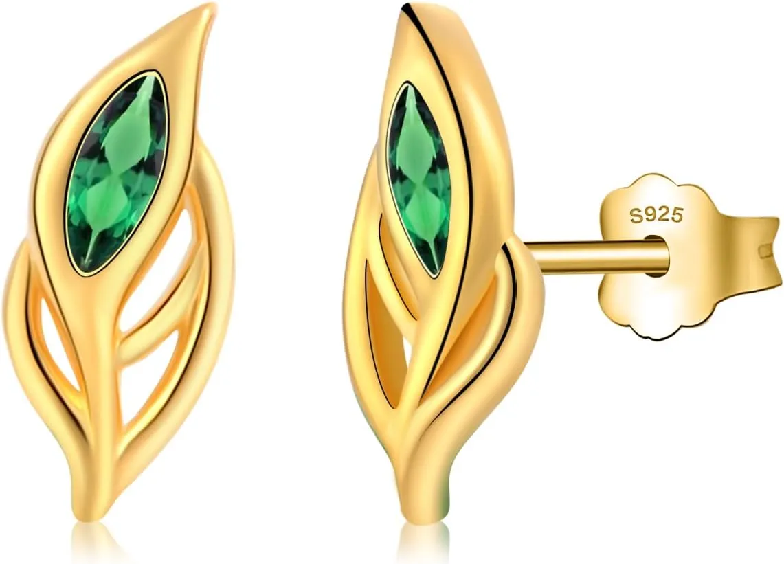 CHIC & ARTSY Plant Earrings 925 Sterling Silver Plant Stud Earrings for Women Hypoallergenic Bamboo Leaf Stud Earrings
