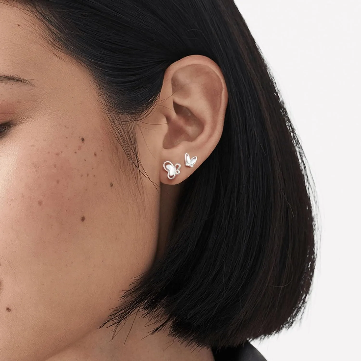 CHIC & ARTSY Solid 925 Sterling Silver Bow/Butterfly Screw Back Stud Earrings for Women Dainty Simple Small Bow Earrings for Her