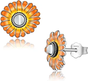 CHIC & ARTSY Sterling Silver Flower Stud Earrings - Dainty, Hypoallergenic Mothers Day Earrings