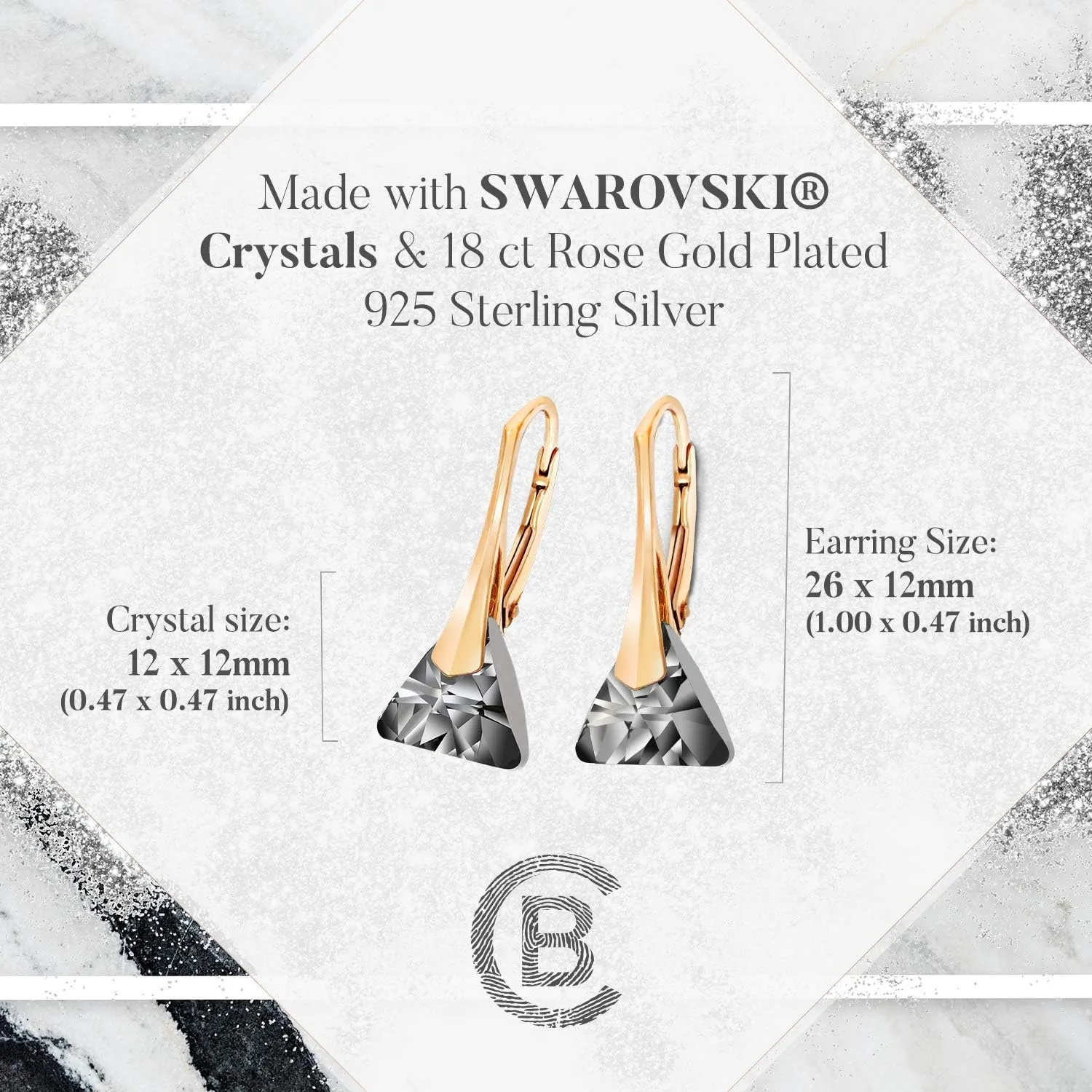 Chic Bijoux Austrian Crystal Earrings for Women Dangling, with 925 Sterling Silver Leverbacks, Gemstone Earrings for Ladies, Jewelry for mom