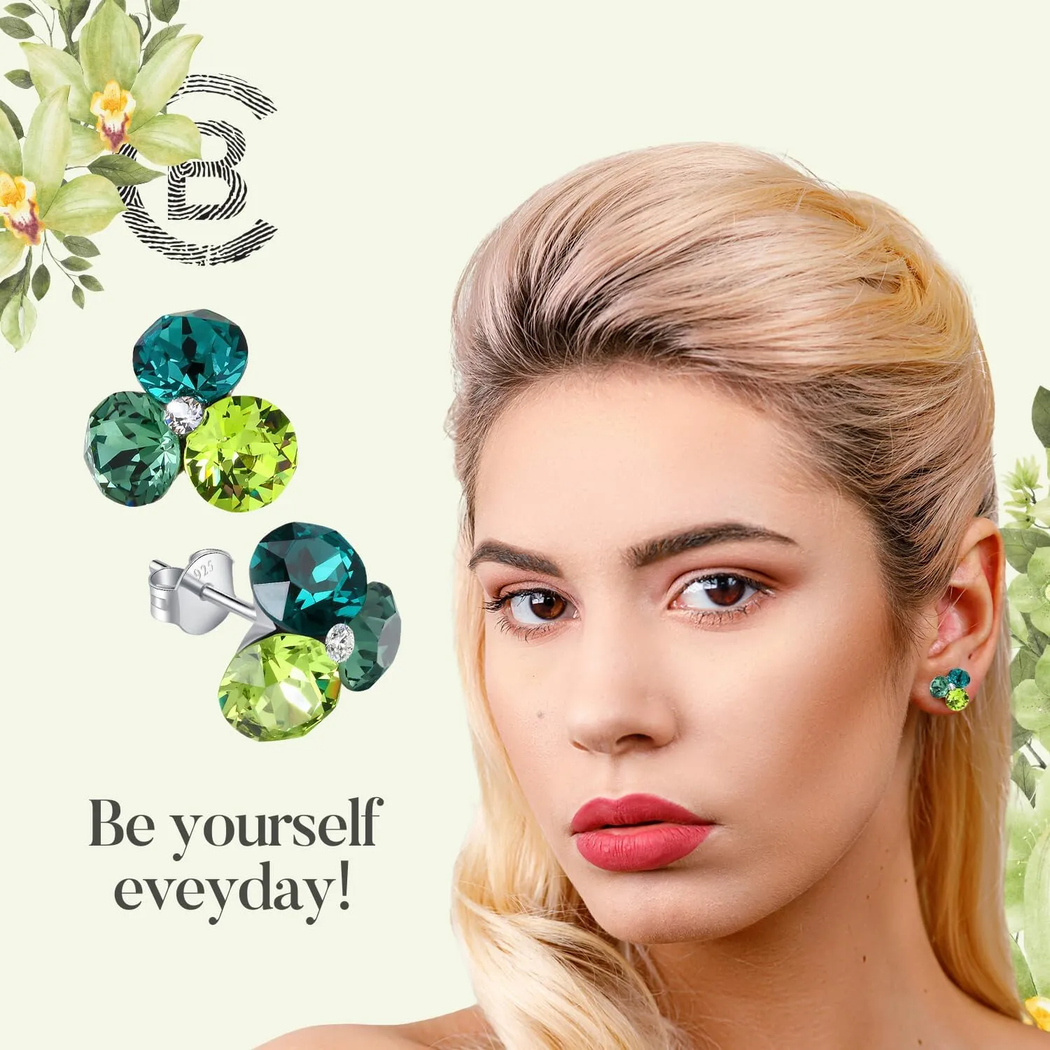 Chic Bijoux Birthstone Stud Earrings for Women  With 4 Austrian Crystals and 925 Sterling Silver  Gift for Mom, Pink/Blue/Purple/Green/Clear