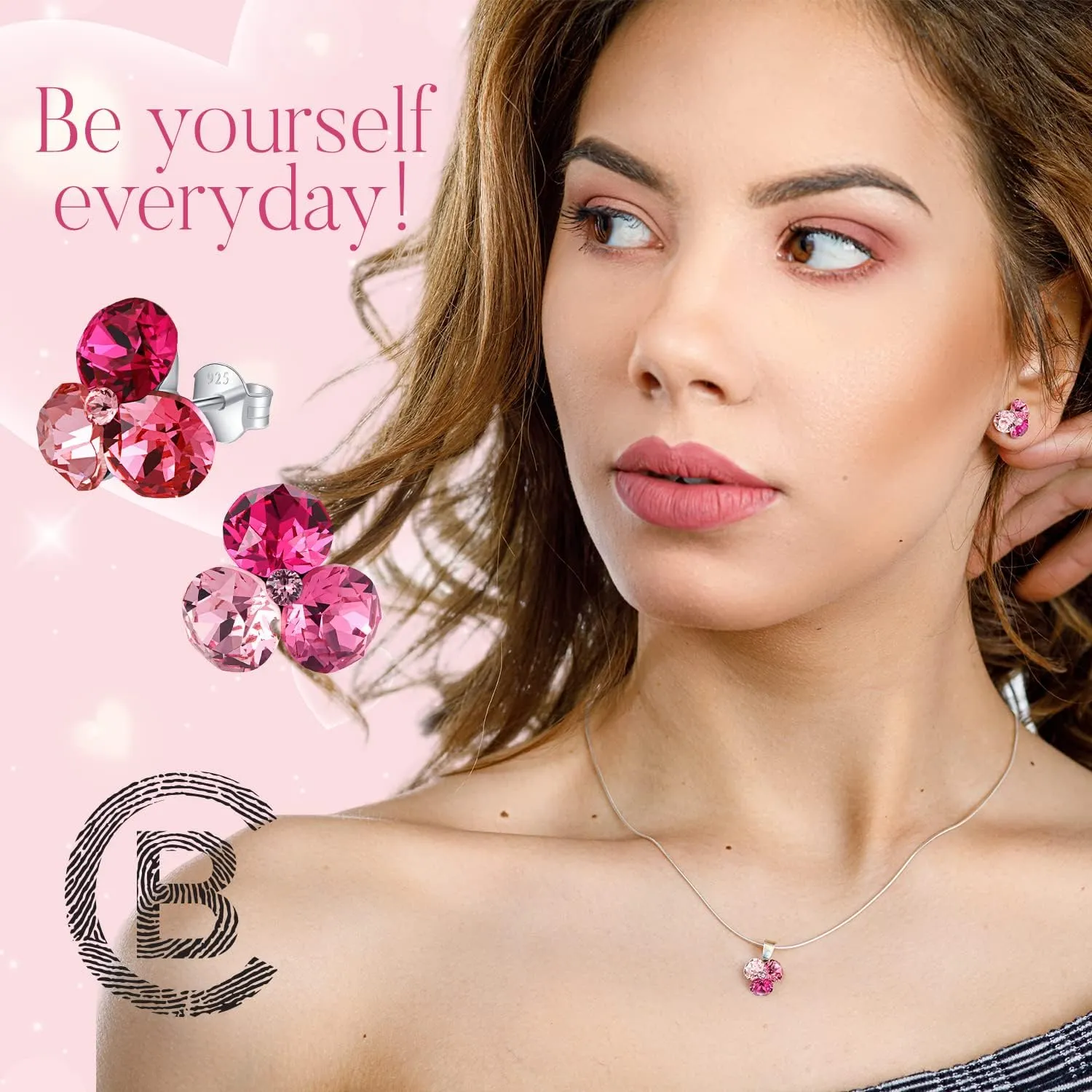 Chic Bijoux Birthstone Stud Earrings for Women  With 4 Austrian Crystals and 925 Sterling Silver  Gift for Mom, Pink/Blue/Purple/Green/Clear