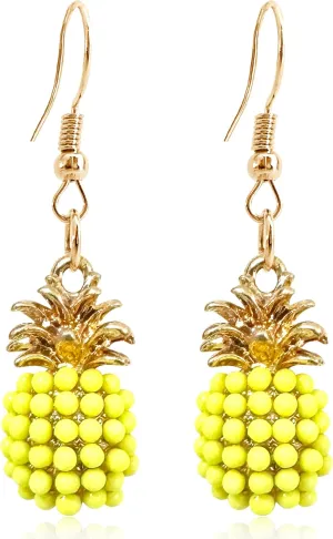 Chic Charm Sparkly Crystal Pineapple Stud Earrings Bohemian Fruits Pearl Pineapple Dangle Drop Earrings for Women Statement Summer Beach Jewelry Gifts