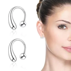 Chic Pull Through Earrings for Women Teen Girls Tiny Threader Earrings 925 Sterling Silver Small Teardrop Earrings Hypoallergenic Hoop Drop Earrings Trendy