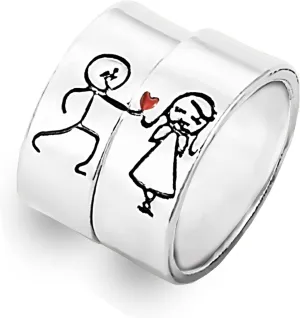 choice of all Heart Promise Rings for Couples Matching Love Finger Ring Gifts for Boyfriend Girlfriend Valentine's Jewelry Gifts (Silver)