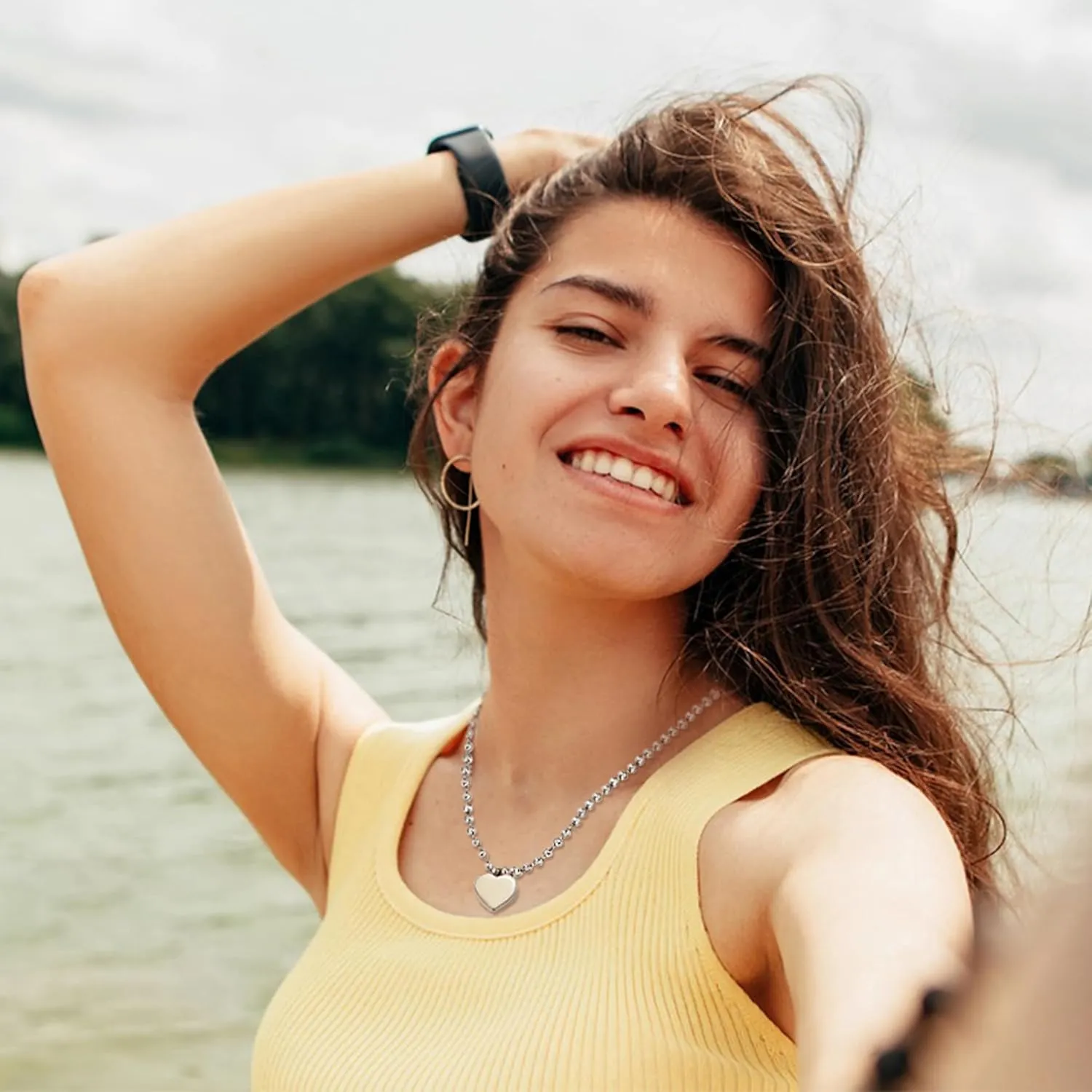 Chunky Gold Puffy Heart Charm Layered Toggle Necklace for Women Trendy Non Tarnish Gold Statement Thick Paperclip Chain Heart Pendant Choker Necklaces Punk Jewelry