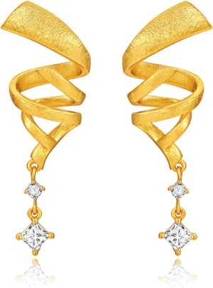 Cicy Bell Womens Platinum Plated Cubic Zirconia Elegant Twsit Wave Matte Dangle Earrings for Gifts