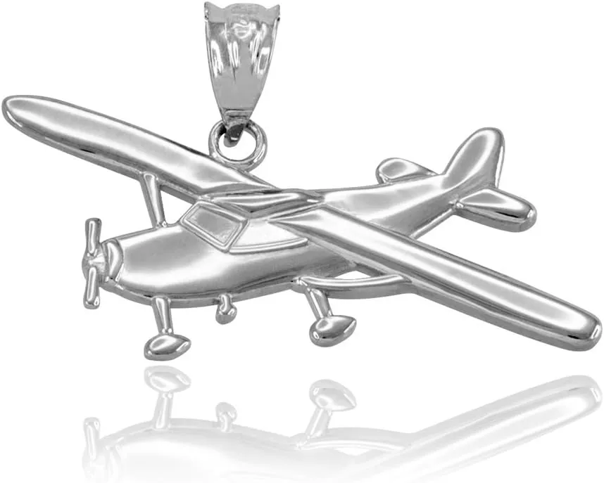 Claddagh Gold Polished 925 Sterling Silver Airplane Aircraft Charm Pendant