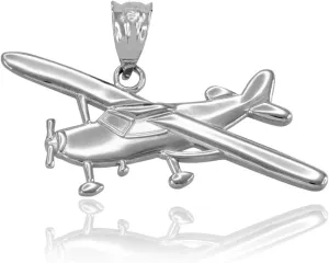 Claddagh Gold Polished 925 Sterling Silver Airplane Aircraft Charm Pendant