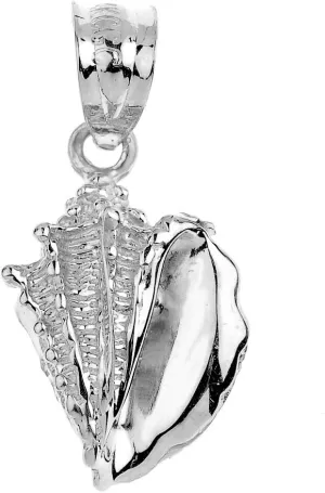 Claddagh Gold Polished 925 Sterling Silver Sea Shell Charm Necklace Pendant