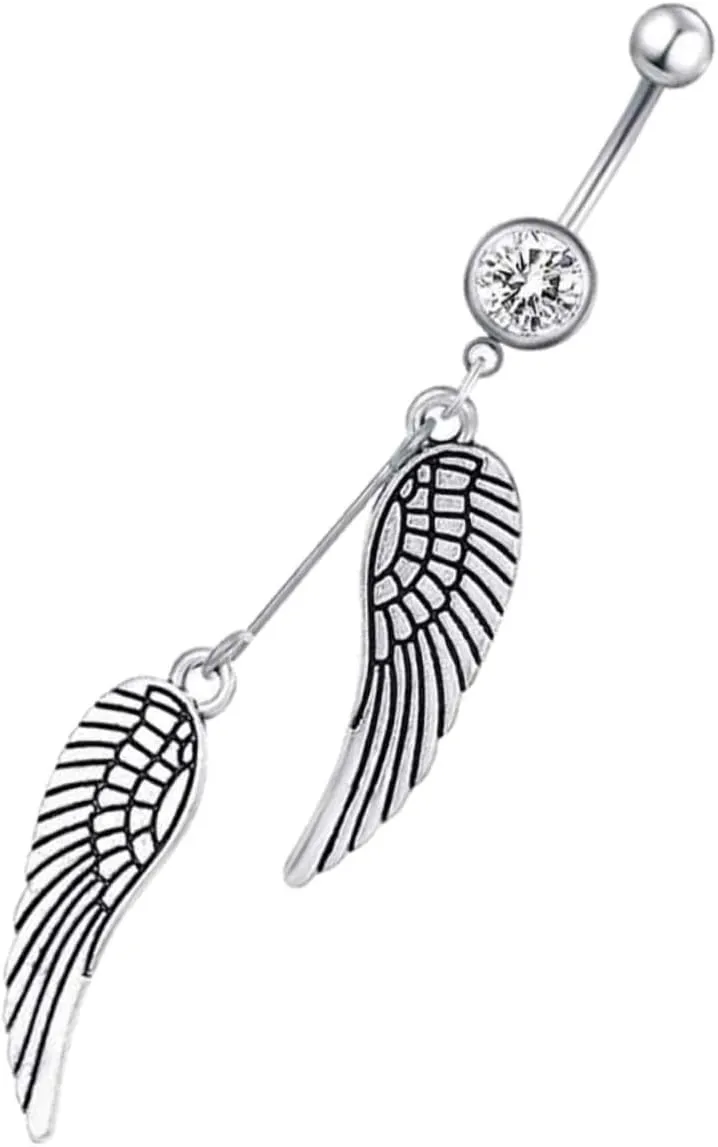 CLISPEED Fashionable Angel Wing Navel Ring Belly Button Jewelry for Parties and Events