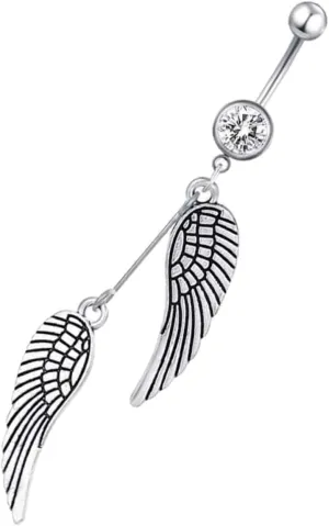 CLISPEED Fashionable Angel Wing Navel Ring Belly Button Jewelry for Parties and Events