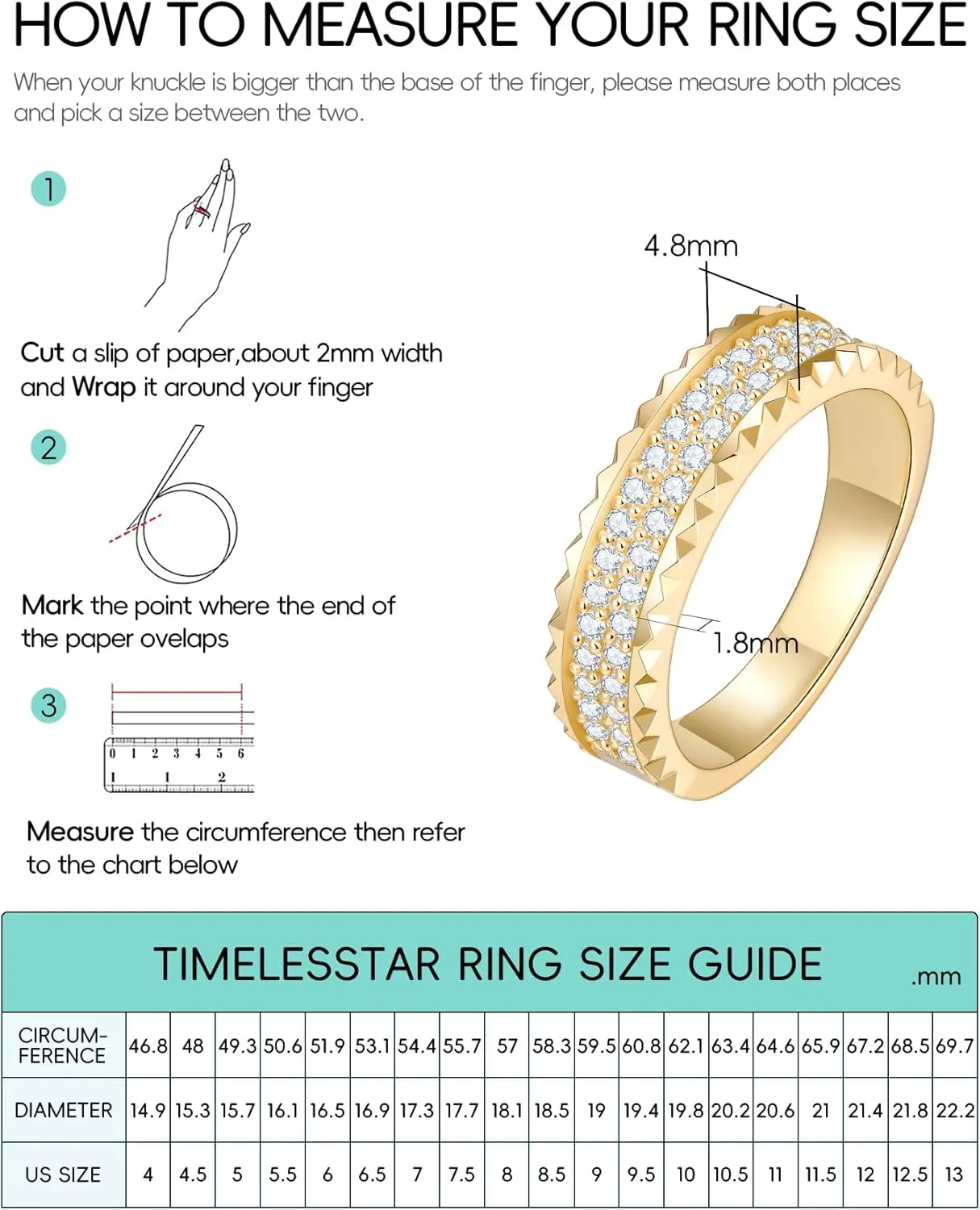 CNC Moissanite Rings for Women D Color VVS1 Clarity 3EX Cut S925 Sterling Silver Heavy 18k Gold Plated Non Tarnish Easily 14K Gold Color