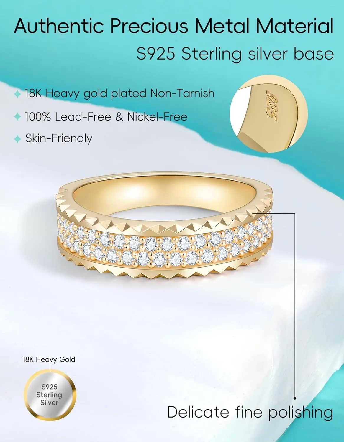 CNC Moissanite Rings for Women D Color VVS1 Clarity 3EX Cut S925 Sterling Silver Heavy 18k Gold Plated Non Tarnish Easily 14K Gold Color