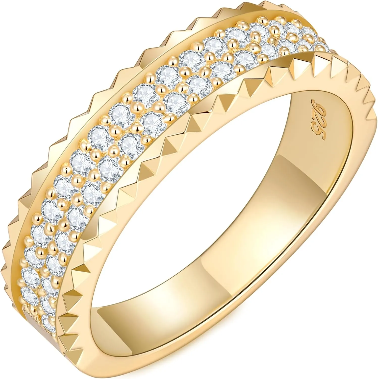 CNC Moissanite Rings for Women D Color VVS1 Clarity 3EX Cut S925 Sterling Silver Heavy 18k Gold Plated Non Tarnish Easily 14K Gold Color