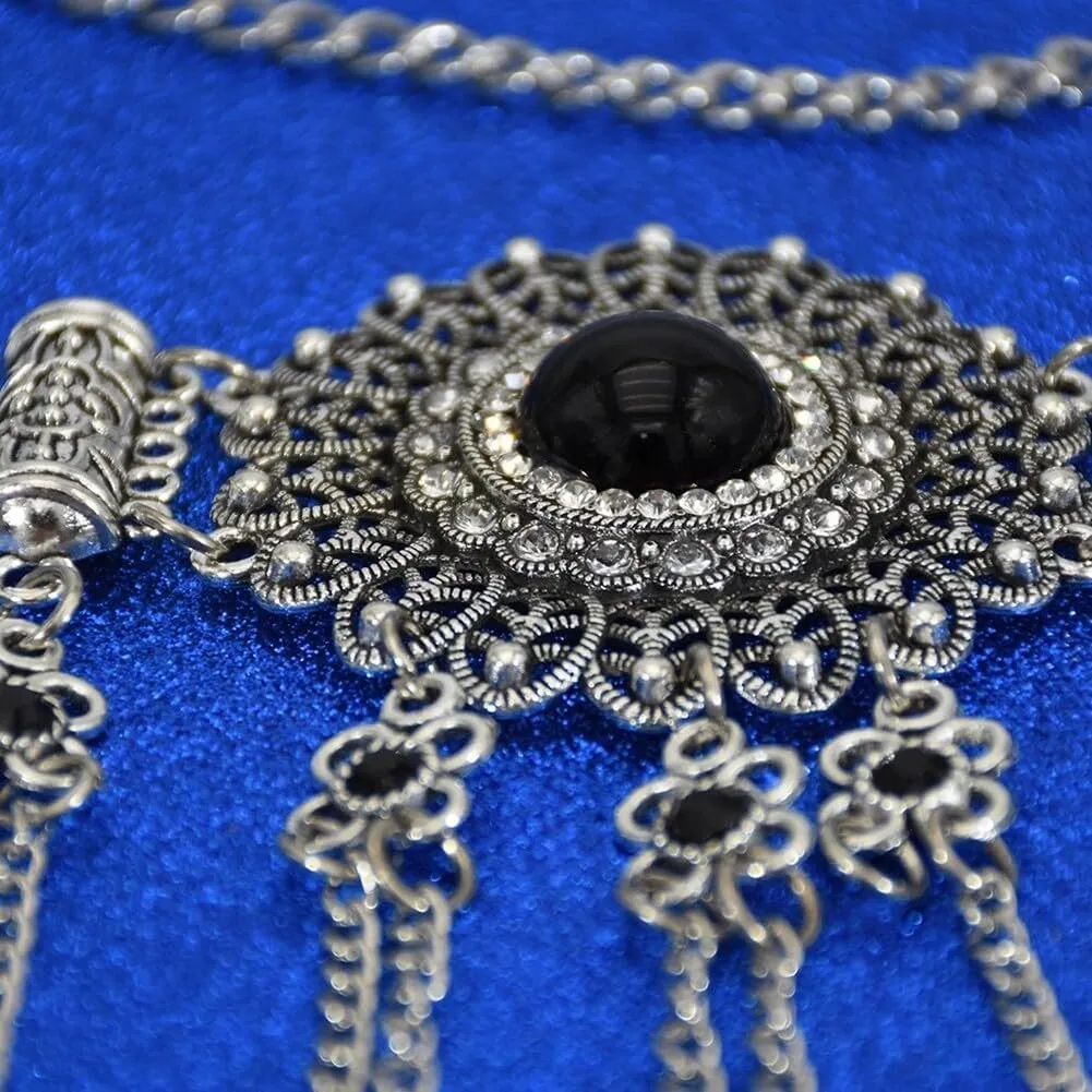 Coin Tassel Waist Chain Zcargel Ethnic Style Waist Chain Rhinestones Body Chain Western Concho Metal Waist Belt for Dresses Vintage Coin Tassels Pendant Belly
