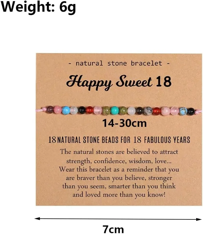 Colorful Bead Friendship Birthday Bracelet, Natural Stone Woven Rope String Best Gift for Daughter Mother Grandma FriendDainty Elastic Wrist Jewelry