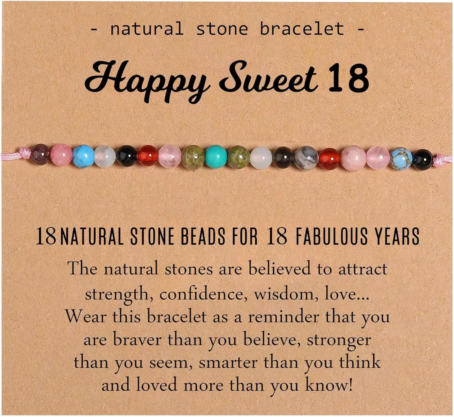 Colorful Bead Friendship Birthday Bracelet, Natural Stone Woven Rope String Best Gift for Daughter Mother Grandma FriendDainty Elastic Wrist Jewelry