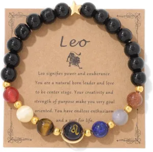 COLORFUL BLING Zodiac Bracelets for Women Men 12 Constellations Healing Crystal Stretch Bracelet Zodiac Sign Natural Stone Beaded Bracelet Horoscope Spiritual Jewelry Birthday Gift