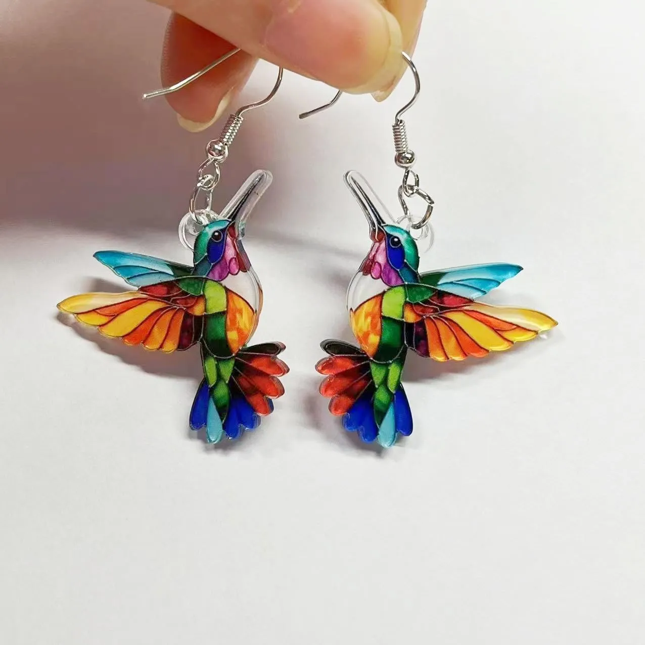 Colorful Hummingbird Necklace, 2D Hummingbird Necklace, Bird Necklace, Hummingbird Necklaces For Women Bird Lovers