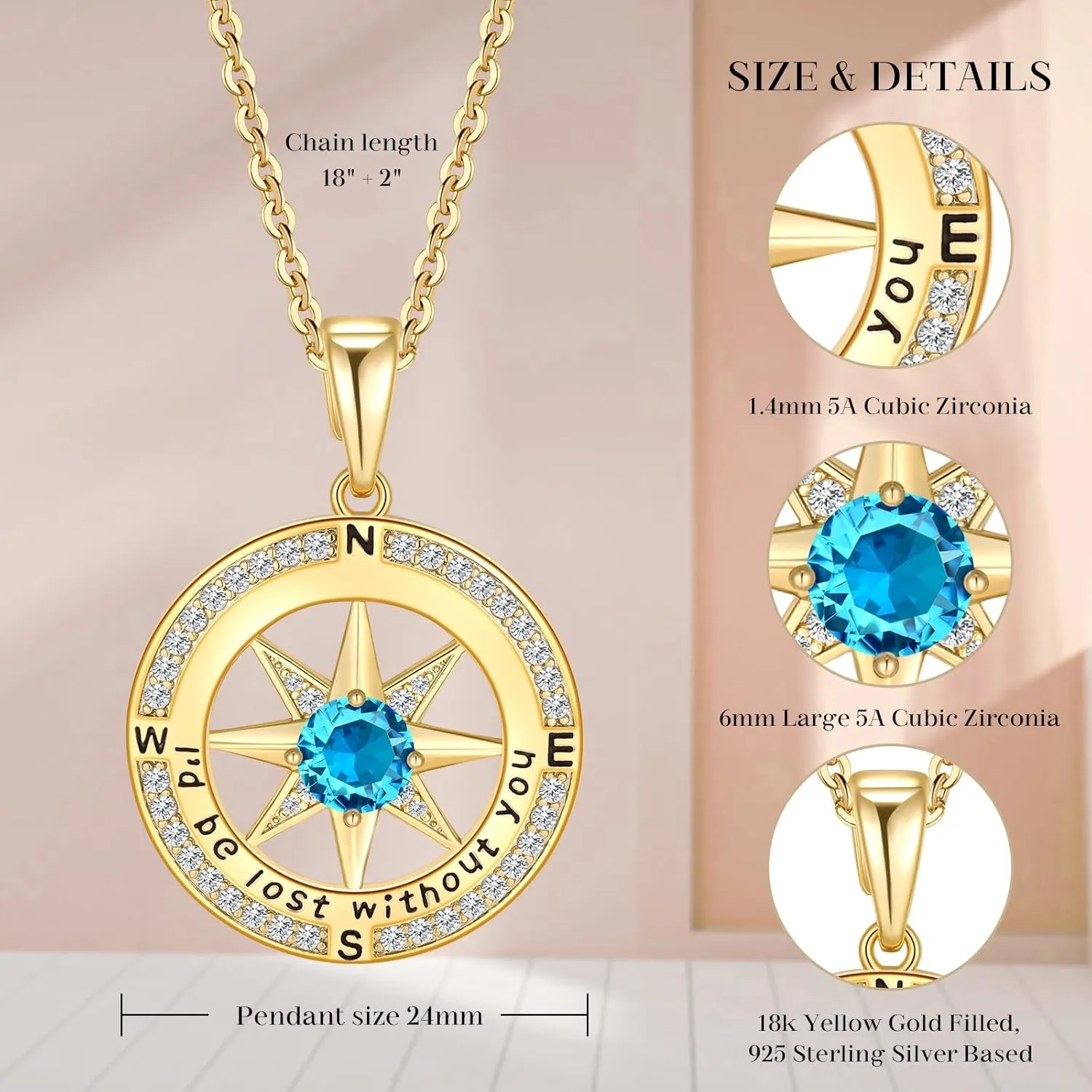 Compass Necklaces for Women Gifts Jewelry Anniversary Birthday Ideas Gift for Wife Her