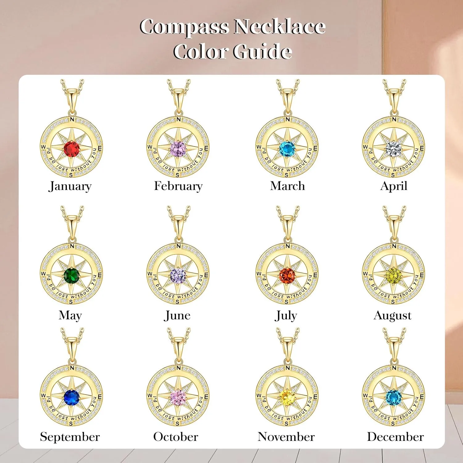 Compass Necklaces for Women Gifts Jewelry Anniversary Birthday Ideas Gift for Wife Her