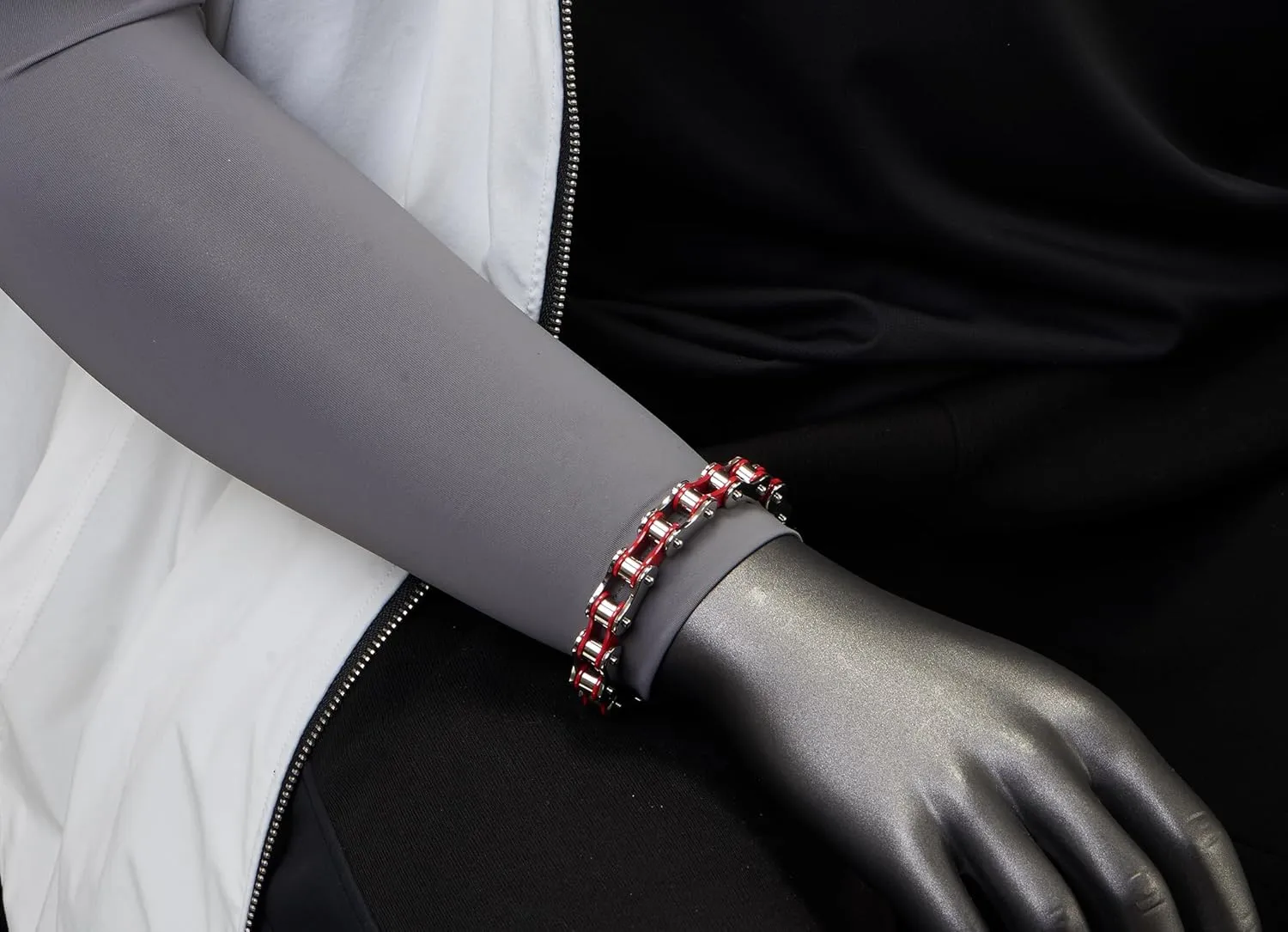 COOLSTEELANDBEYOND Ladies Mens Stainless Steel Motorcycle Bike Chain Bracelet with Buckle Clasp Polished