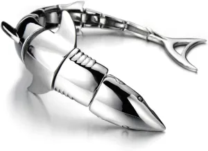 COOLSTEELANDBEYOND Mens Stainless Steel Large Shark Bangle Bracelet Silver Color Polished