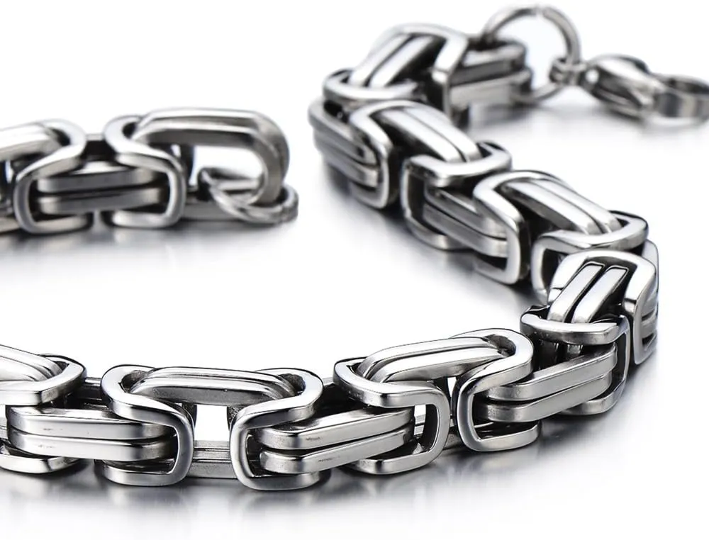 COOLSTEELANDBEYOND Mens Women New Stainless Steel Braided Link Bracelet Polished