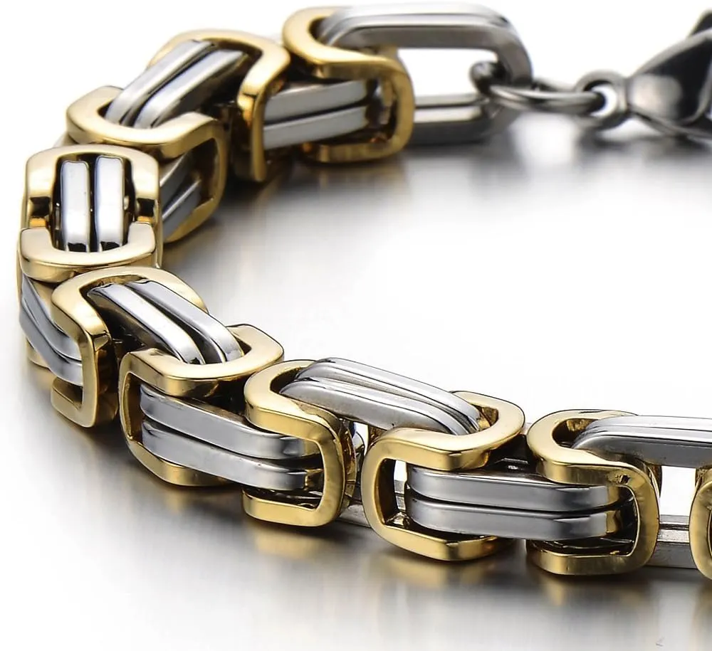 COOLSTEELANDBEYOND Mens Women New Stainless Steel Braided Link Bracelet Polished