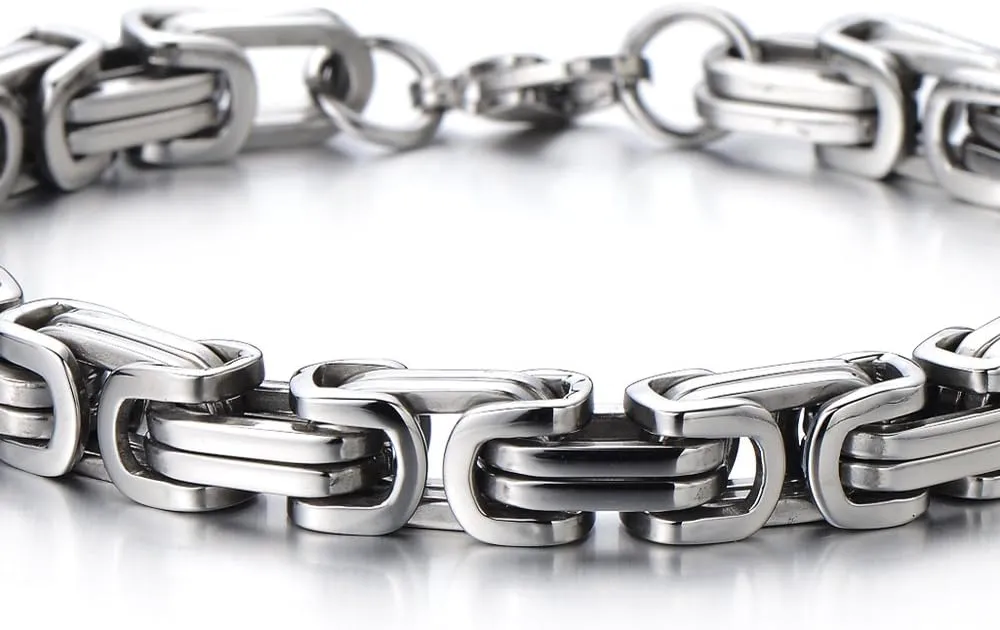 COOLSTEELANDBEYOND Mens Women New Stainless Steel Braided Link Bracelet Polished