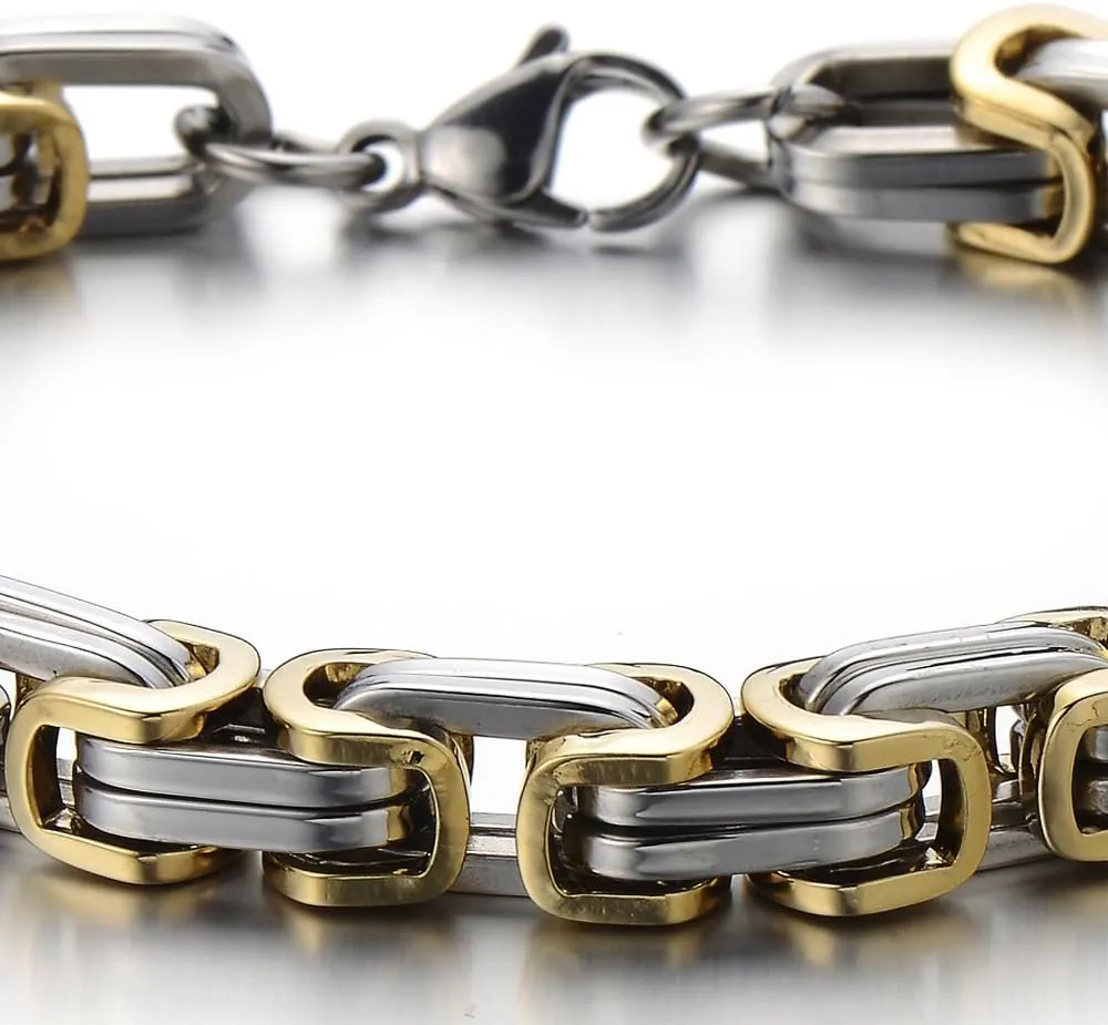 COOLSTEELANDBEYOND Mens Women New Stainless Steel Braided Link Bracelet Polished
