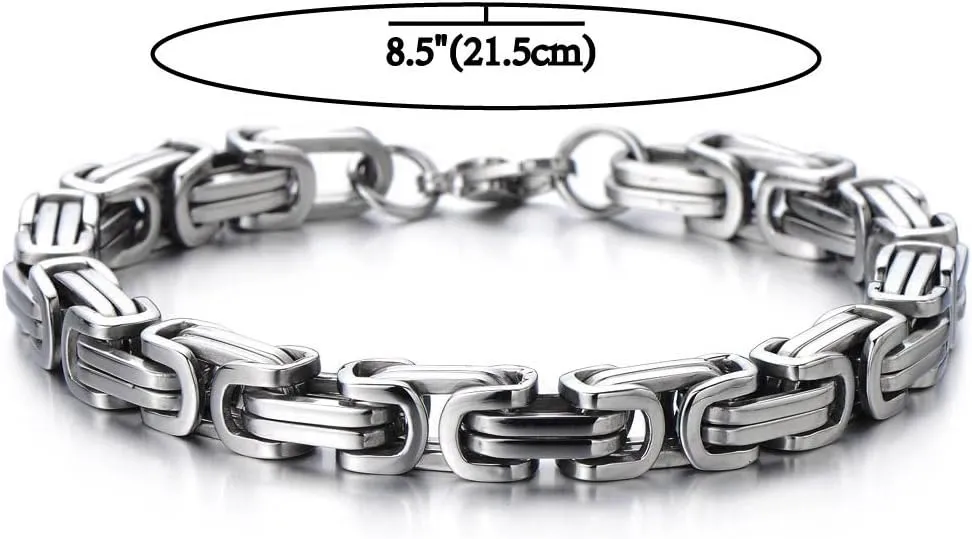 COOLSTEELANDBEYOND Mens Women New Stainless Steel Braided Link Bracelet Polished