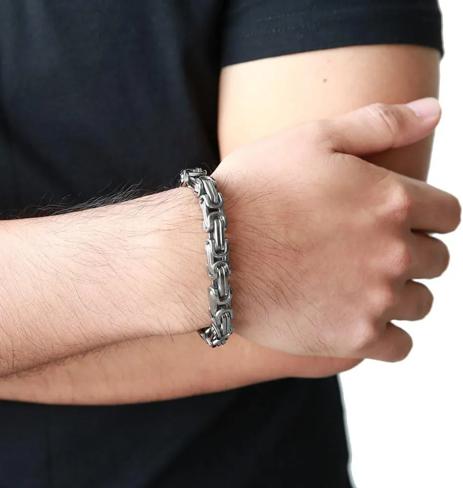COOLSTEELANDBEYOND Mens Women New Stainless Steel Braided Link Bracelet Polished