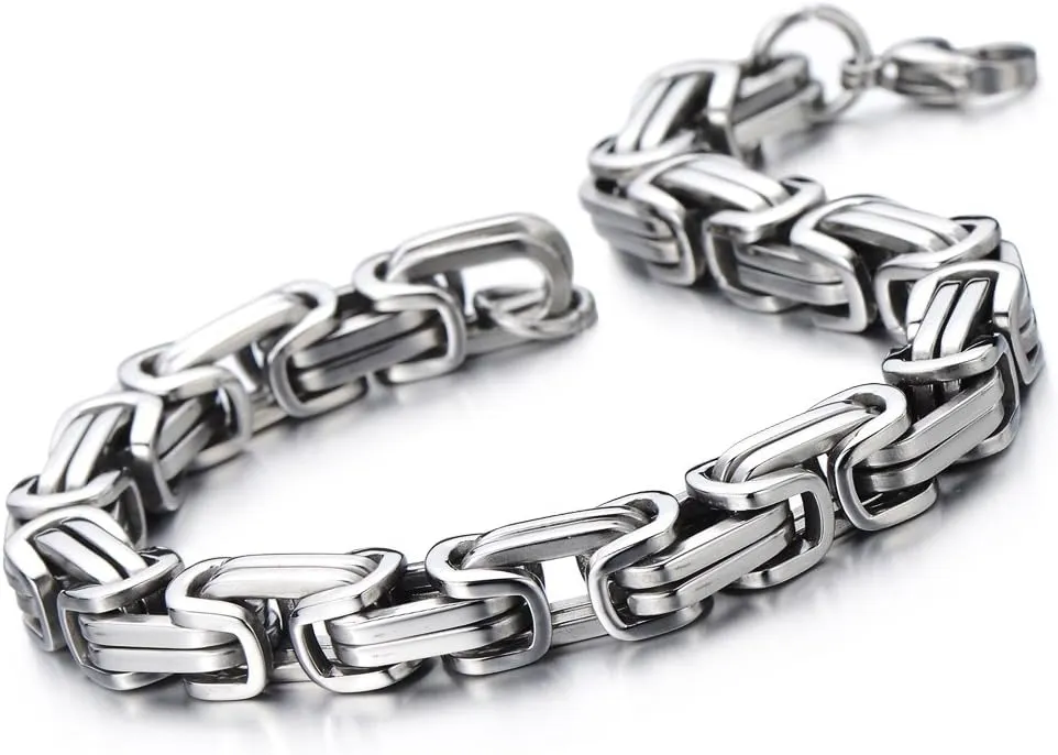 COOLSTEELANDBEYOND Mens Women New Stainless Steel Braided Link Bracelet Polished
