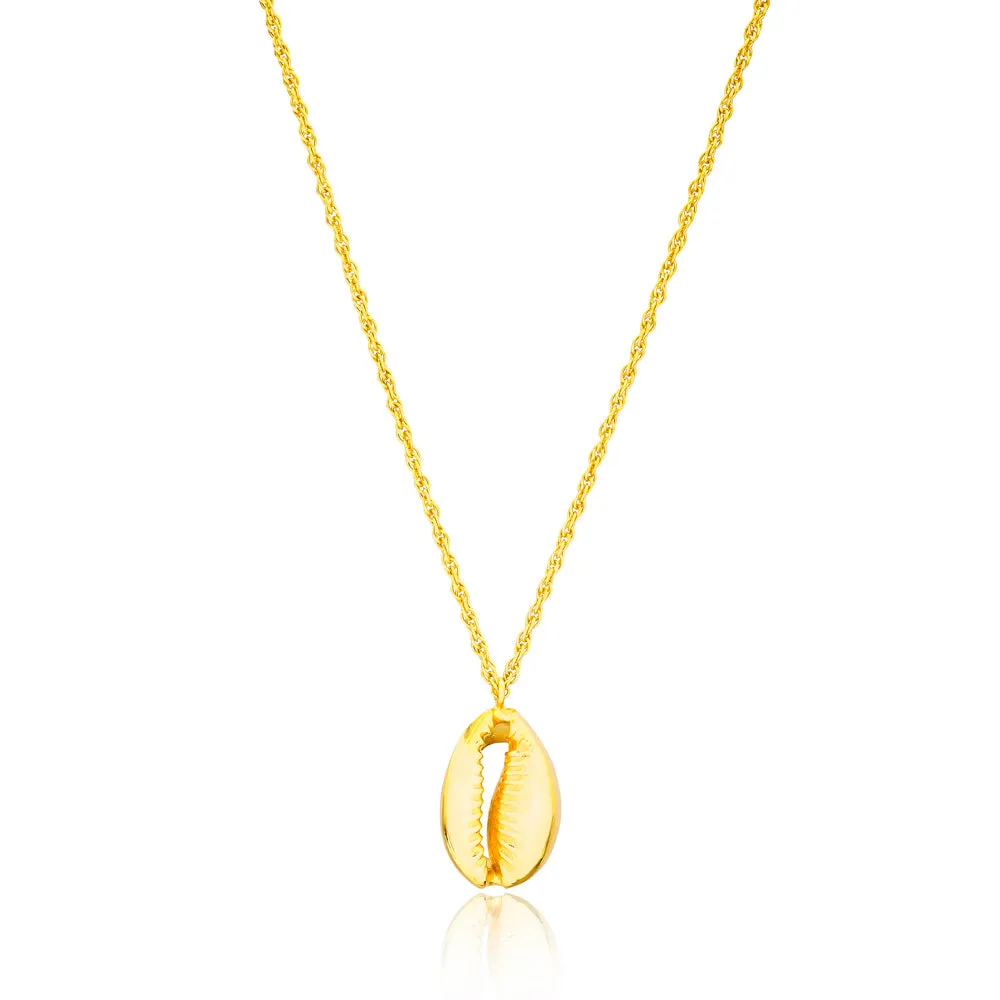 Cowrie Shell Pendant - Sterling Silver Gold Plated