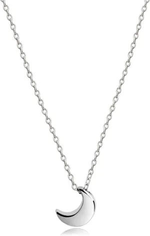 Crescent Moon Necklace High Polished Sterling Silver Pendant Necklace for Women Jewelry