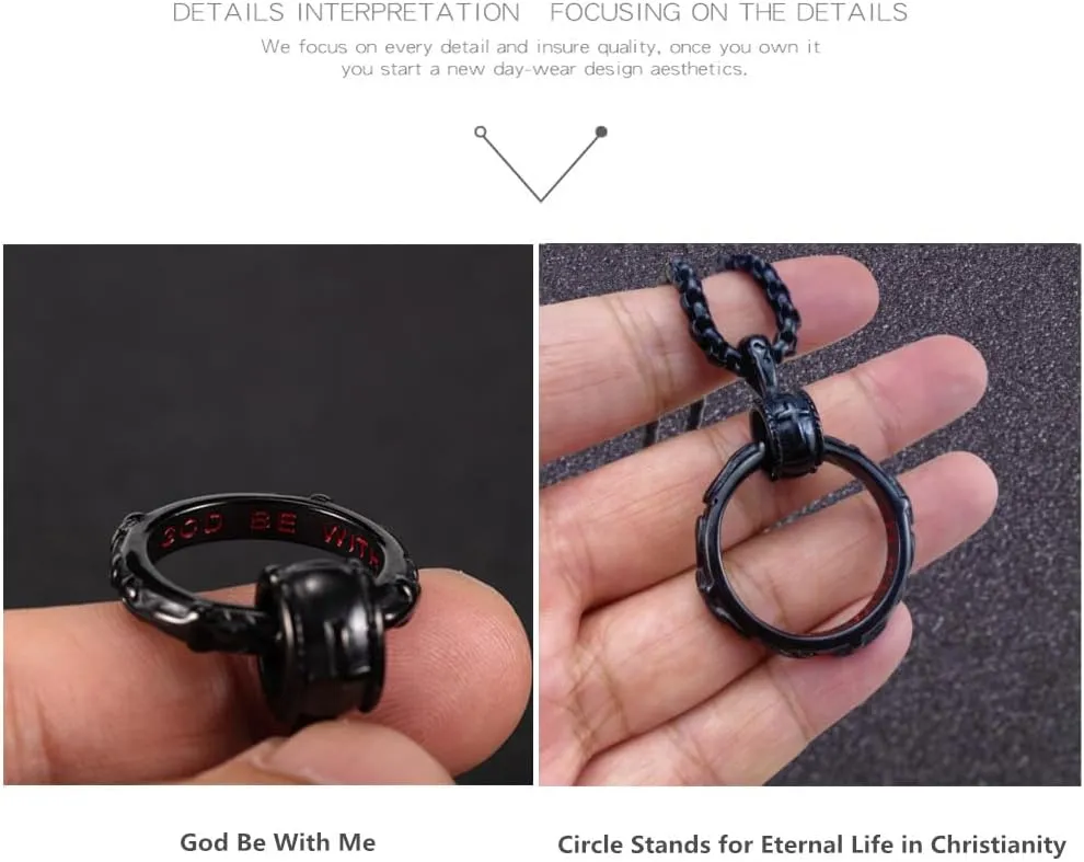 Cross Eternal Ring Pendant Necklace Stainless Steel Pendant Necklace for Men Women Best Friend Necklaces
