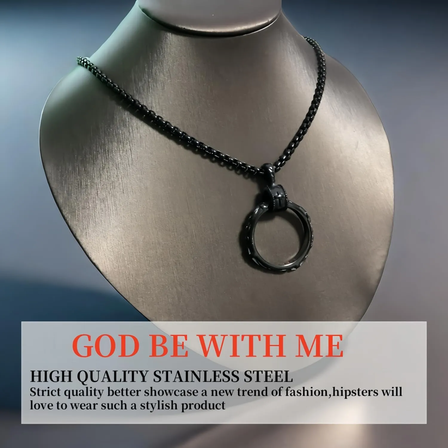 Cross Eternal Ring Pendant Necklace Stainless Steel Pendant Necklace for Men Women Best Friend Necklaces
