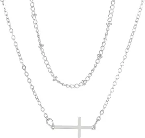 Cross Necklace for Women Double-Layer Chain Irregular Necklace Fashionable Y2k Silver Necklace Short Chain Women's Jewelry