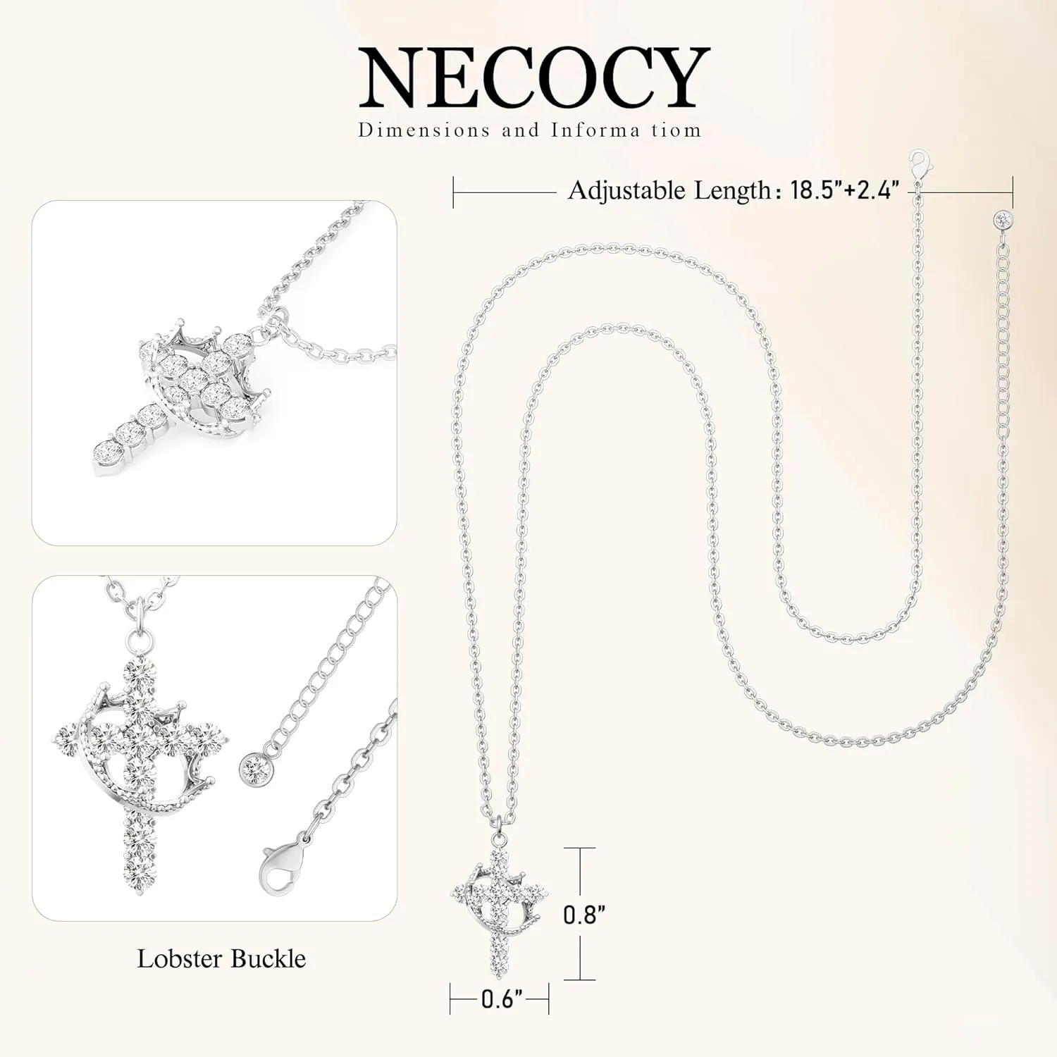 Cross Necklaces for Women Non Tarnish Dainty Gold/Silver/Rosegold Cubic Zirconia Pendant Necklace for Women Trendy Simple Gold/Silver Cross Charm Necklace Waterproof Jewelry for Women