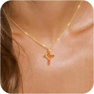 Cross Necklaces for Women Non Tarnish Dainty Gold/Silver/Rosegold Cubic Zirconia Pendant Necklace for Women Trendy Simple Gold/Silver Cross Charm Necklace Waterproof Jewelry for Women