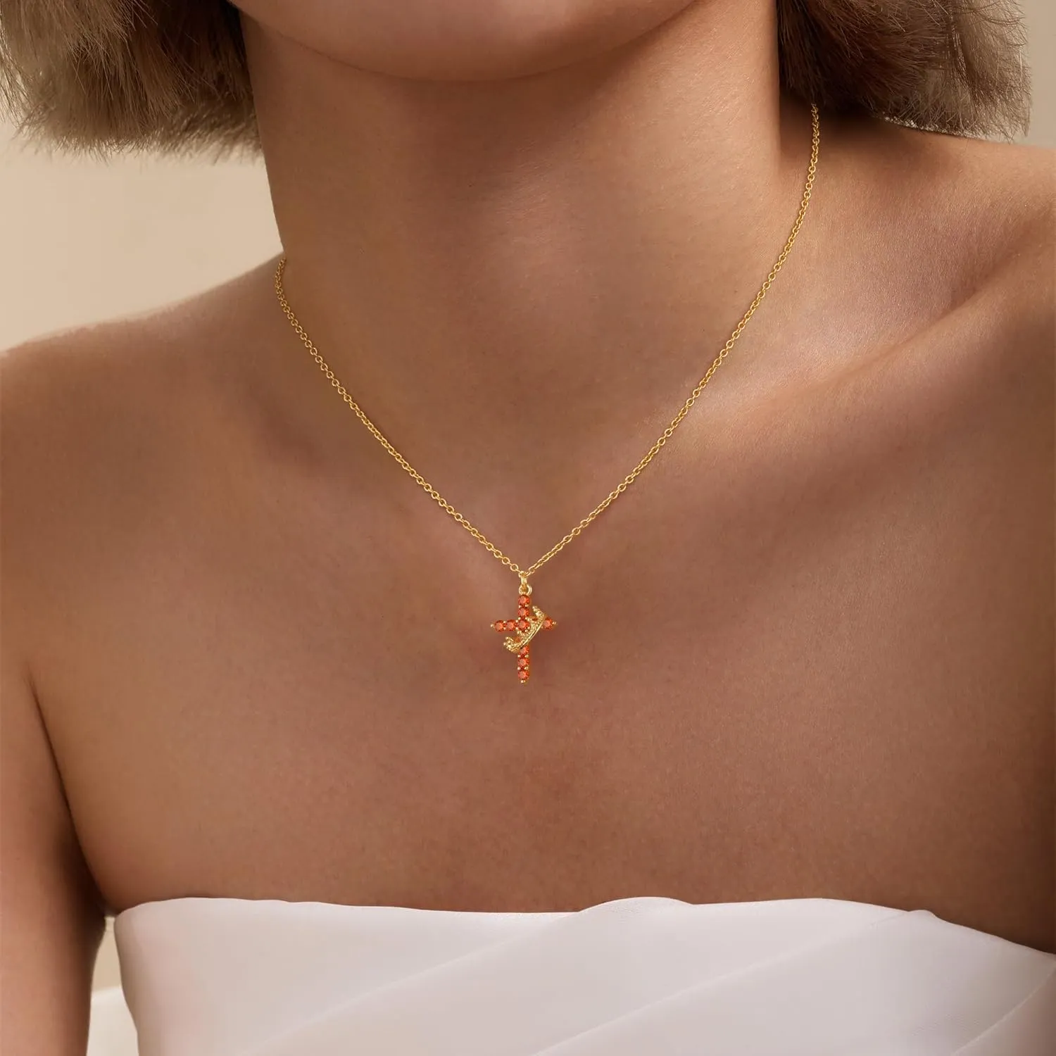 Cross Necklaces for Women Non Tarnish Dainty Gold/Silver/Rosegold Cubic Zirconia Pendant Necklace for Women Trendy Simple Gold/Silver Cross Charm Necklace Waterproof Jewelry for Women