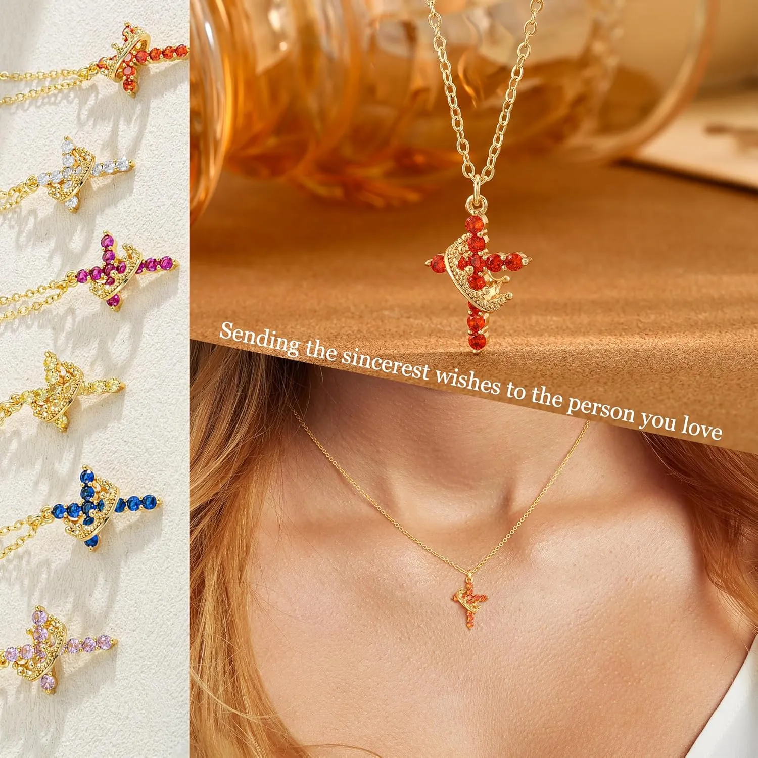 Cross Necklaces for Women Non Tarnish Dainty Gold/Silver/Rosegold Cubic Zirconia Pendant Necklace for Women Trendy Simple Gold/Silver Cross Charm Necklace Waterproof Jewelry for Women