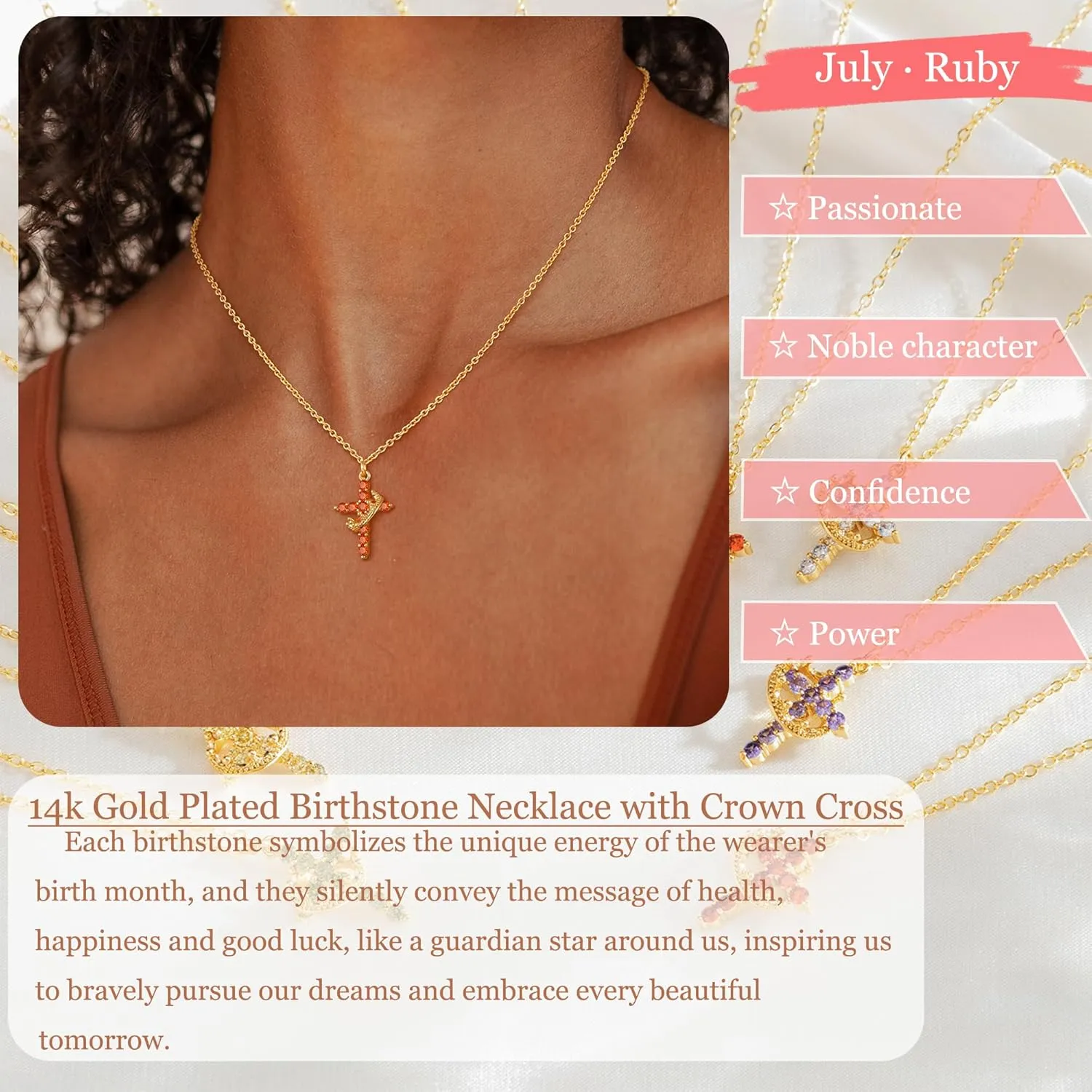 Cross Necklaces for Women Non Tarnish Dainty Gold/Silver/Rosegold Cubic Zirconia Pendant Necklace for Women Trendy Simple Gold/Silver Cross Charm Necklace Waterproof Jewelry for Women
