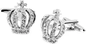 Crown Rhinestone Men's Cufflinks Fashionable French Style Cuff Links for Wedding Party Groomsmen Father's Day Birthday Present