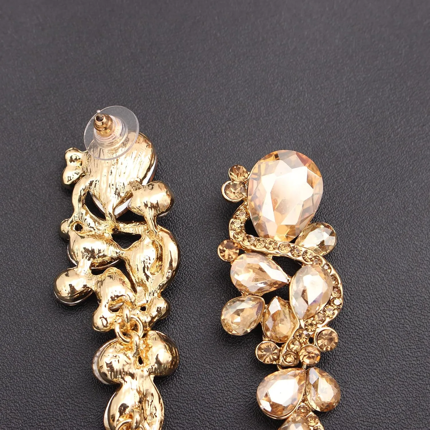 Crystal Bohemian Boho Teardrop Long Dangle Earrings Gold Silver Elegant Wedding Women Accessories Jewelry Gift for Her