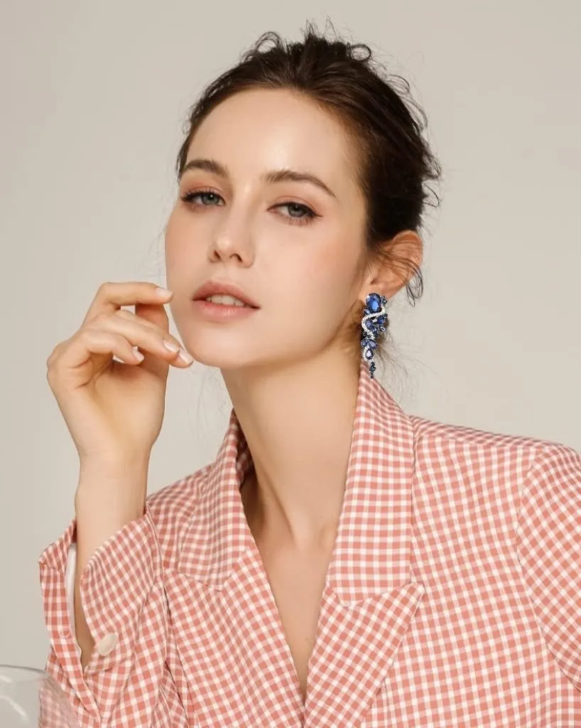 Crystal Bohemian Boho Teardrop Long Dangle Earrings Gold Silver Elegant Wedding Women Accessories Jewelry Gift for Her