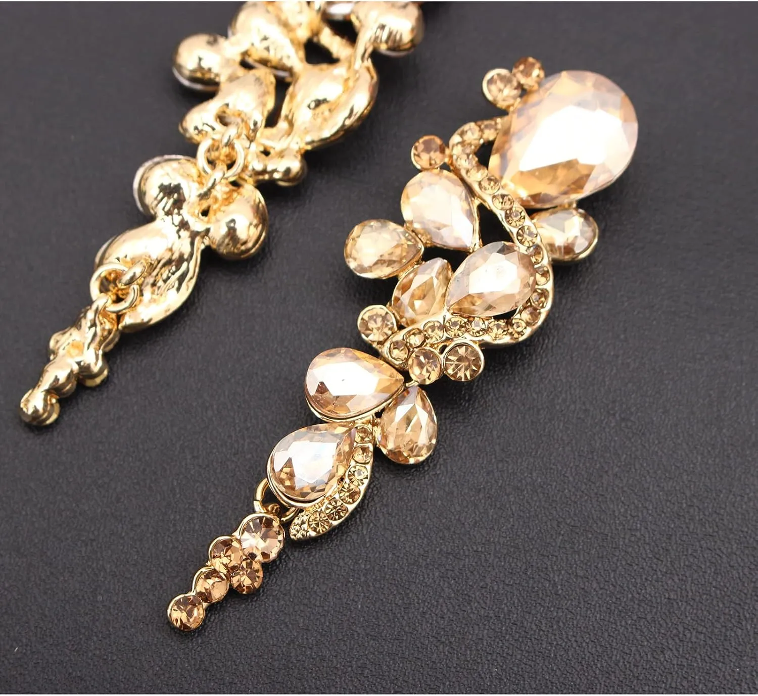 Crystal Bohemian Boho Teardrop Long Dangle Earrings Gold Silver Elegant Wedding Women Accessories Jewelry Gift for Her