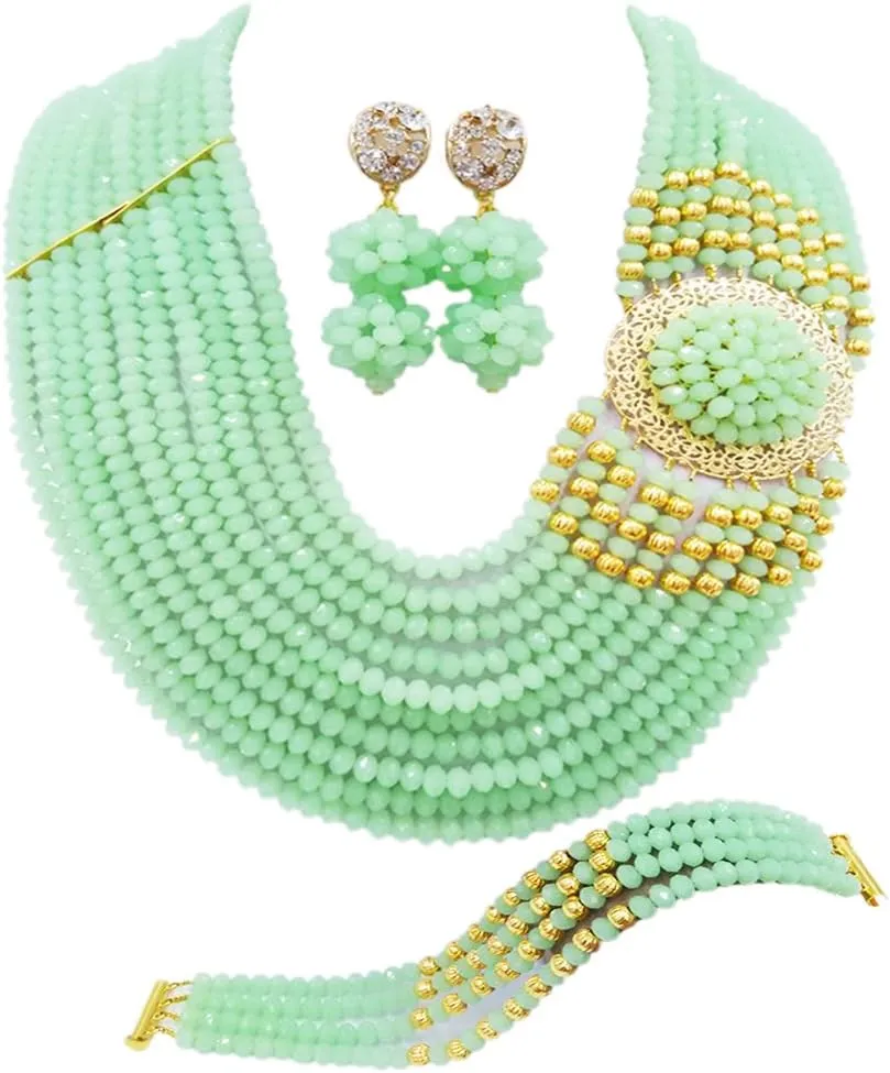 Crystal Royal Blue Beads Jewelry Set African Necklaces for Women Nigerian Wedding Jewelry Sets